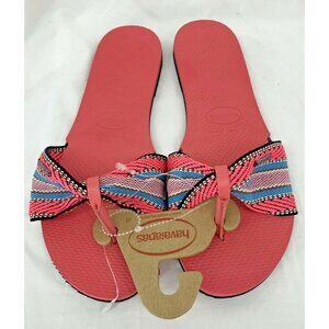 Havaianas Women Slipper Sandal Pink Porcelain St.Tropez Fita Size 9 10 New